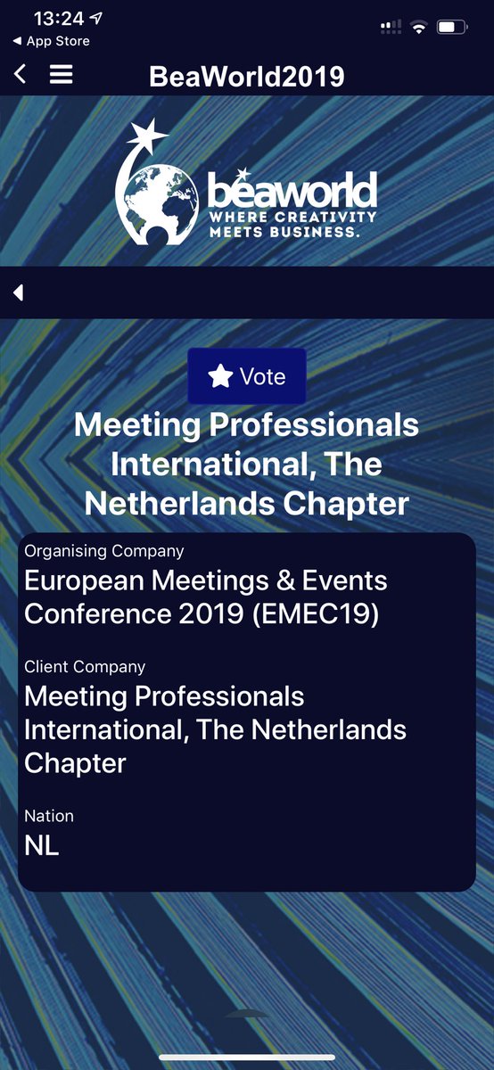 RuudWJanssen's tweet image. Thank YOU team @MPI for creating a community of Game Changers! @MPI  + @MPINL + #EventCanvas = #EMEC19 nomination at @BeaWorldFest #beaworld today ? PS: Have you voted 🗳 for yet? apps.apple.com/ch/app/bea-wor…
