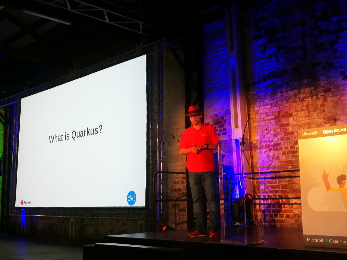 achavanga's tweet photo. @phillipkruger on the stage talking about Quarkus on OpenShift and Azure functions. #OSSSummitJHB @RedHat @MicrosoftAfrica @Microsoft @QuarkusIO https://t.co/plCWTmYB7e