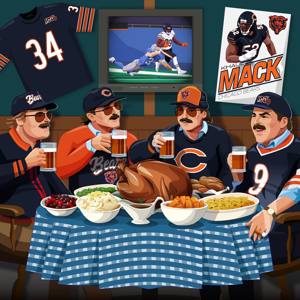 Chicago Bears on X: "Happy Thanksgiving to 𝒶𝓁𝓁 of our superfans. 🐻⬇️  https://t.co/zmvT9SHKrw" / X