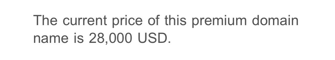 The current price of this premium domain is 28,000