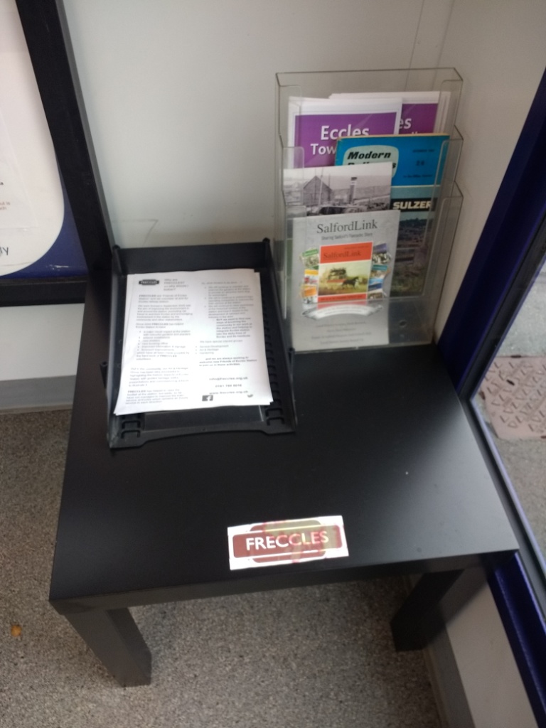 A reminder the next <a href="/EcclesStation/">FRECCLES</a> tidy up session is this Sunday 1st December, from 11:00 am for around an hour. Various jobs, all welcome. Inside the booking office we now have a new information table with various #FRECCLES and community leaflets, with thanks to #northernassist