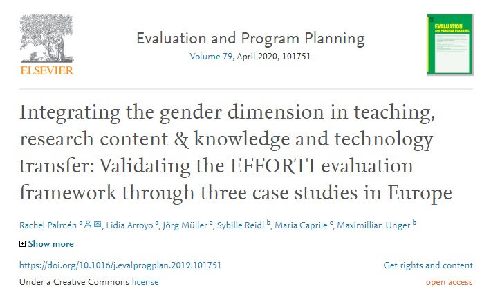 GENTIC_UOC's tweet photo. Just published! New article on integrating #GenderDimension in #ResearchContent & #Teaching that applies the @efforti_eu #Evaluation framework to 3 case studies.
By @Rachelpalmen, @arroyo_lidia, @JorgMullerRes, @SReidl, @NWNCaprileElola, MaximilianUnger.
https://t.co/cHWneFNfup https://t.co/kJC3wgJpwB