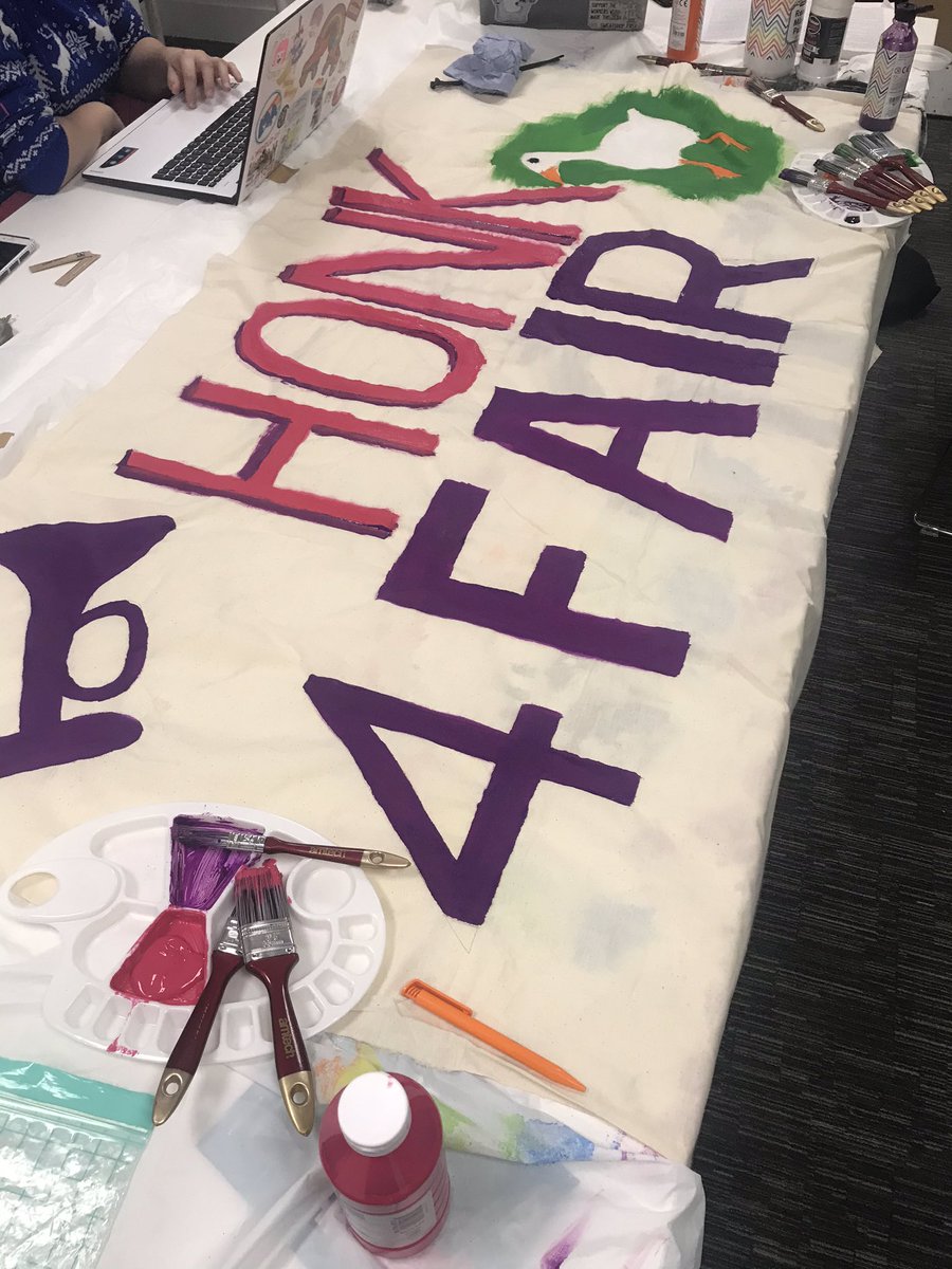 brionyhannell's tweet photo. Working on a banner with some fellow comrades ready for tomorrow’s @UEA_UCU picket. #UCUStrikesBack #UCUstrike #strikeforUSS https://t.co/CLCw9SfAlp