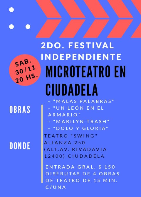 lorena_pangaro's tweet photo. Se viene la 2da velada teatral del #FestivalMicroteatro en #Ciudadela. Sábado 30 a las 20 hs https://t.co/bzHwrJuAmr