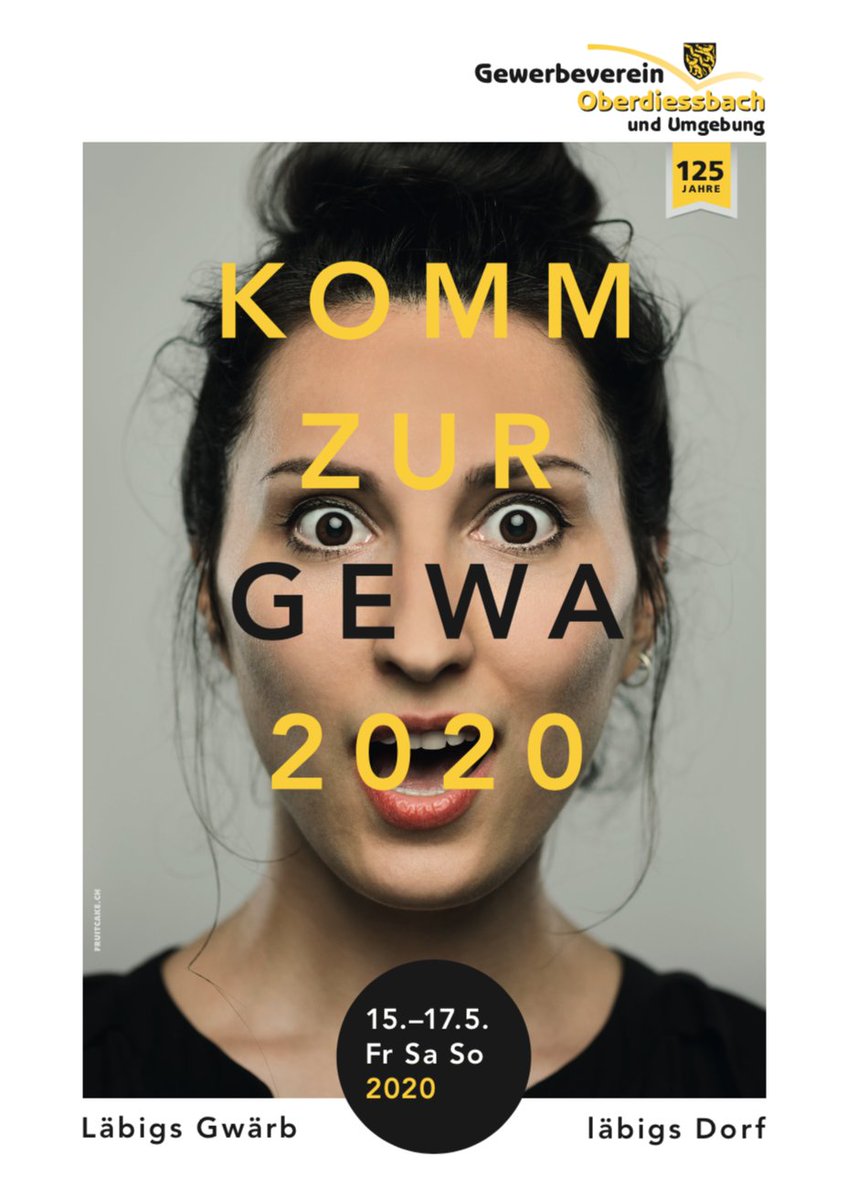 Wer am 6.12. den x-mas-Märit Oberdiessbach verpasst, merkt sich das Weekend 15.-17. Mai vor: GewA2020! 
Kein andrer Ort in BE hat so innovative KMU pro EW wie das Dorf am Grenzpunkt von Aare-/Emmental.
Das Visual ist von <a href="/fruitcakeWorb/">fruitcake</a>. <a href="/LaraJak/">Lara Jak</a> <a href="/ck_info/">Chris Ko</a> 
gewerbe-oberdiessbach.ch/GewA2020