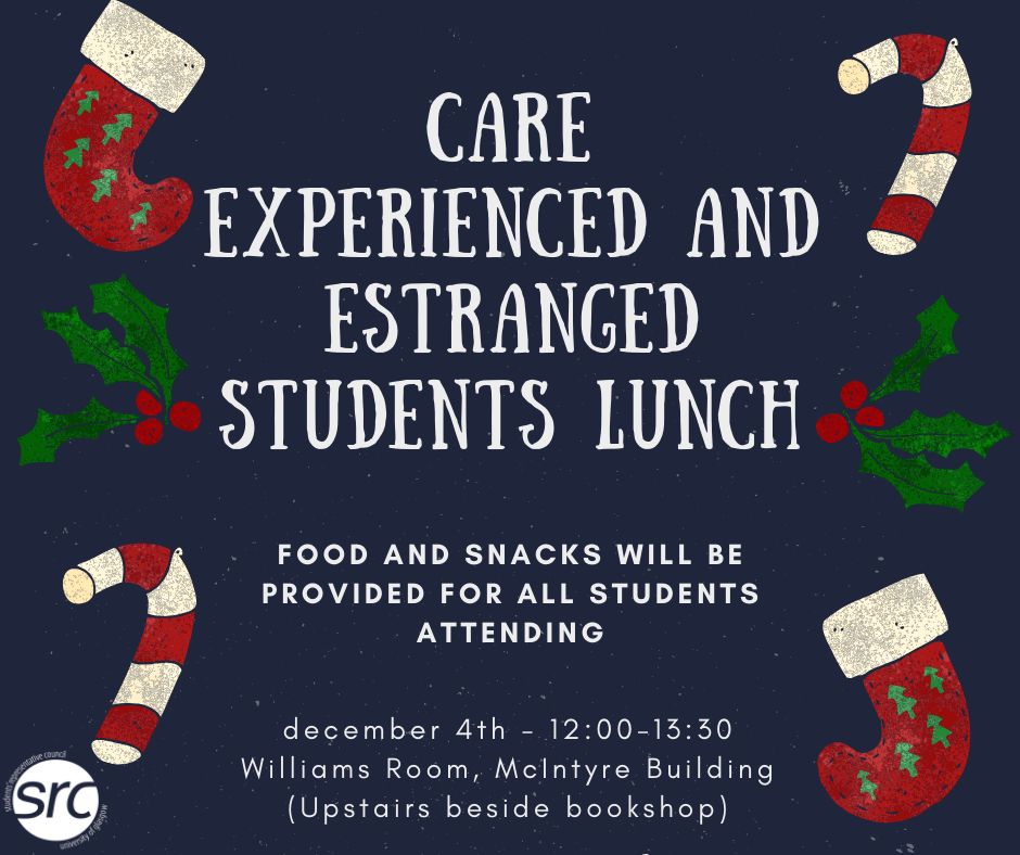 Come along to our care-experienced and estranged students network lunch on Wed 4 December to celebrate the end of term and take a well deserved break from exam revision. Dan, Kirstin and Tom will be there and would love you to drop by and say hello! 👋🎉😃👍