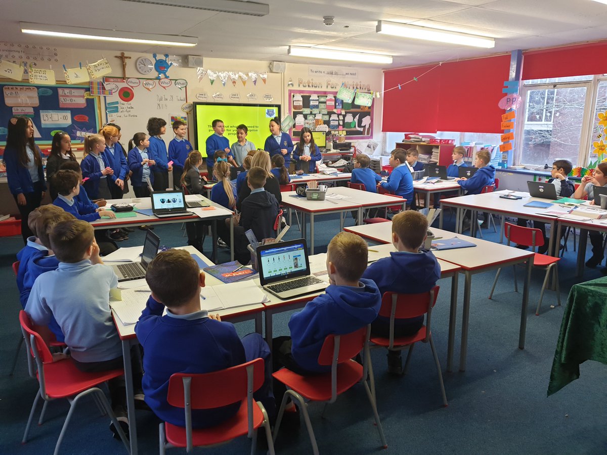 marys_rc's tweet photo. Year 5 sharing their experiences of Make £5 Grow with Year 4 #learningfromfriends #enterpriseday https://t.co/d8DuuXiWnQ