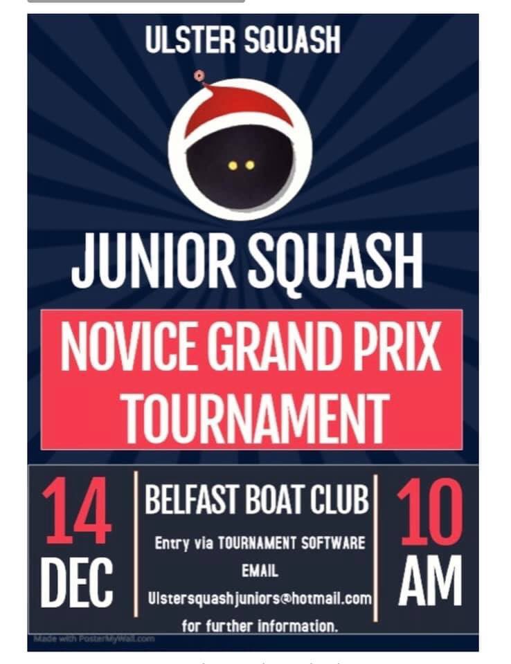 Ulster Squash Novice Tournament for Juniors who are under 13 and have played less than 3 Irish Provincial Opens. 

@IrishSquash <a href="/UlsterSquash/">Ulster Squash</a> @LeinsterSquash <a href="/MunsterSquash/">Munster Squash</a> @SportNINet <a href="/BelfastBoatClub/">Belfast Boat Club</a> <a href="/jmcveigh_squash/">Josh McVeigh</a>