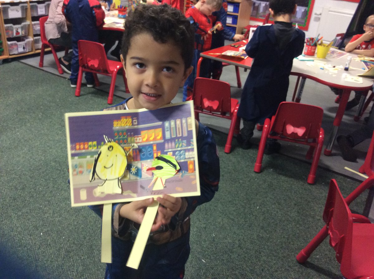 SJSNelson's tweet photo. Year 1 had a great day on Super Hero Day! The made traps for the evil pea, made capes by printing and lots of other super activities! #superherofun #Year1totherescue #teamSJS #evilpea https://t.co/rOIlZSqpqp