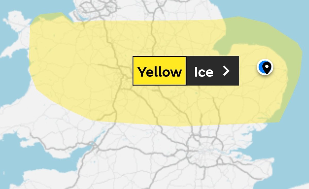 A yellow weather warning for ice has just been issued for tomorrow from 00:15 - 10:00

Please take extra care.