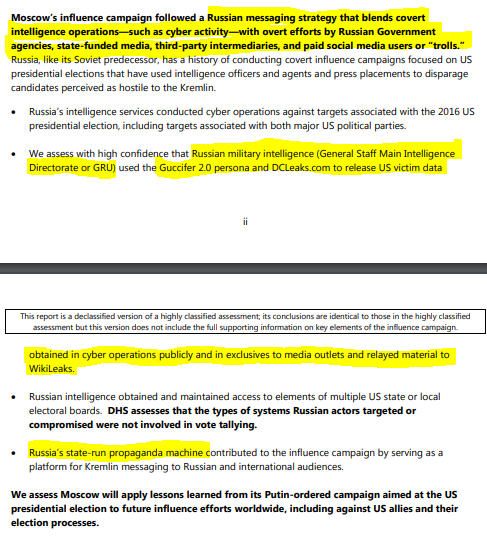 Russia - What the Experts SayJanuary 6, 2017Assessing Russian Activities and Intentions in Recent US ElectionsOffice of the Director of National Intelligence - CIA/FBI/NSA Assessment https://www.dni.gov/files/documents/ICA_2017_01.pdf