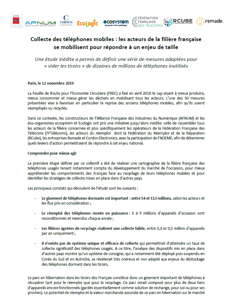 AFNUM_FRANCE's tweet photo. L'@AFNUM_FRANCE se mobilise avec l'ensemble de l'écosystème pour proposer des solutions à l'enjeu de collecte des #TéléphonesPortables 📱♻️Notre étude vient de sortir : entre 54 et 113 millions de téléphones dorment dans les tiroirs des français. Agissons!
https://t.co/Nu7ukZhsPZ https://t.co/UtFiP17ujO