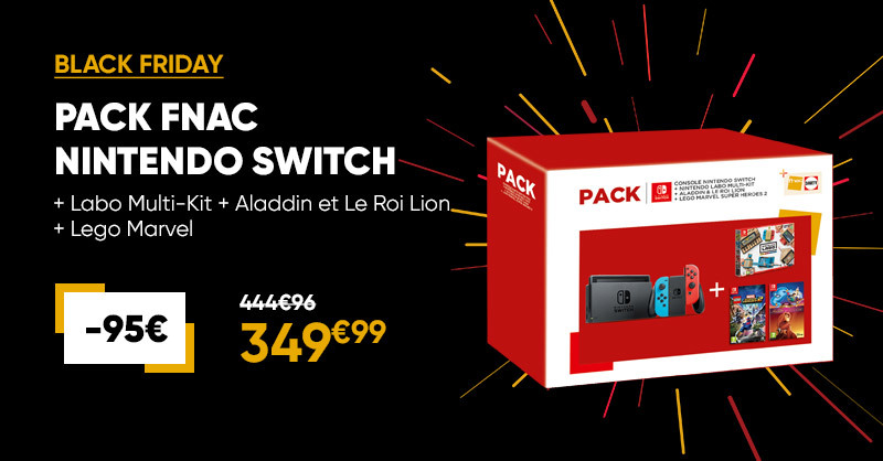 Pack Fnac Console Nintendo Switch + Nintendo Labo Multi-Kit + Aladdin et le  Roi Lion + Lego Marvel Super Heroes - Console Nintendo Switch - Achat &  prix