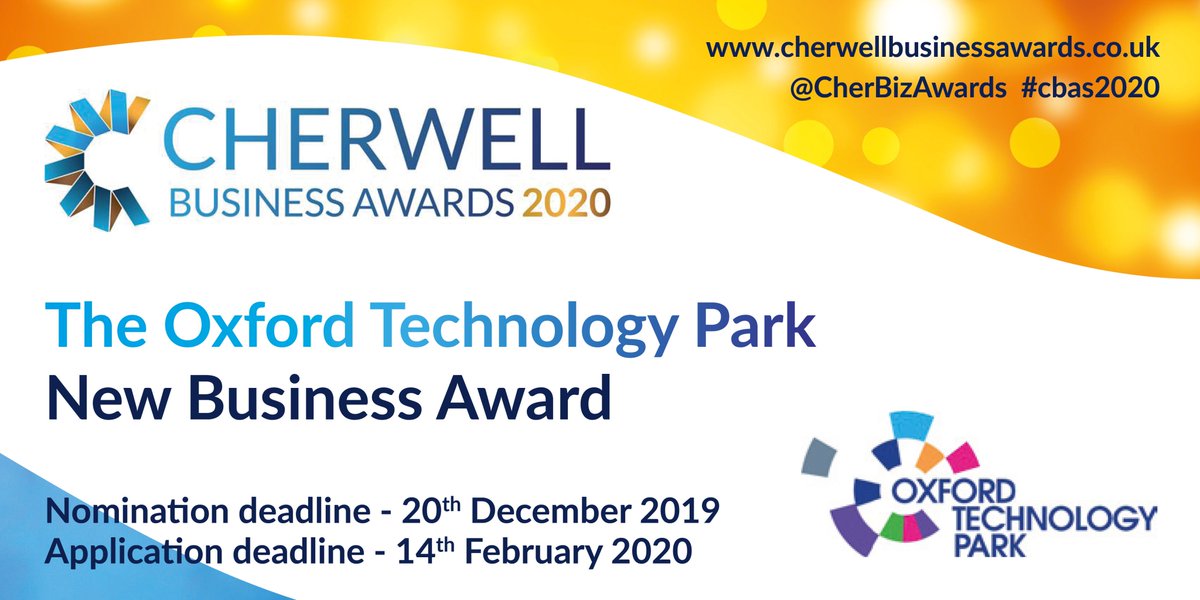 CherBizAwards's tweet photo. Do you know a #newbusiness in #Cherwell who stands out from the crowd? Has achieved impressive growth since #startup? Has a clear vision for future development?
Nominate them for the @oxfordtechpark New Business Award in the #cbas2020. https://t.co/K0HgRn7sR6 https://t.co/KIrjilU2LJ