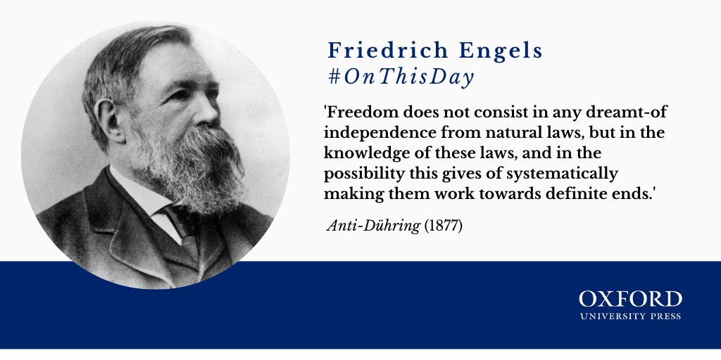 German socialist philosopher, communist, and business man Friedrich Engels was born #OnThisDay in 1820. Read more about him on the Oxford Dictionary of National Biography: bit.ly/35y9fh5