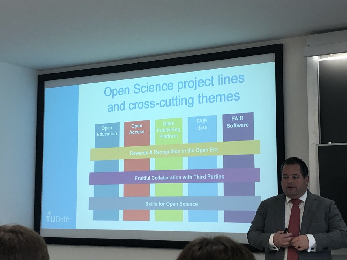 Very ambitious Open Science program @tudelft, presented by @wfvanvalkenburg at #oeglobal19 with a open publishing platform, rewards and recognition and OER