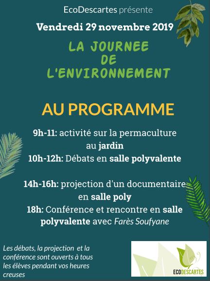Lycee_Descartes's tweet photo. [👉 #DescartesEnDirect] EcoDescartes nous prépare une belle journée de l'environnement ! 🌎 à suivre... https://t.co/UpnDkZZn43