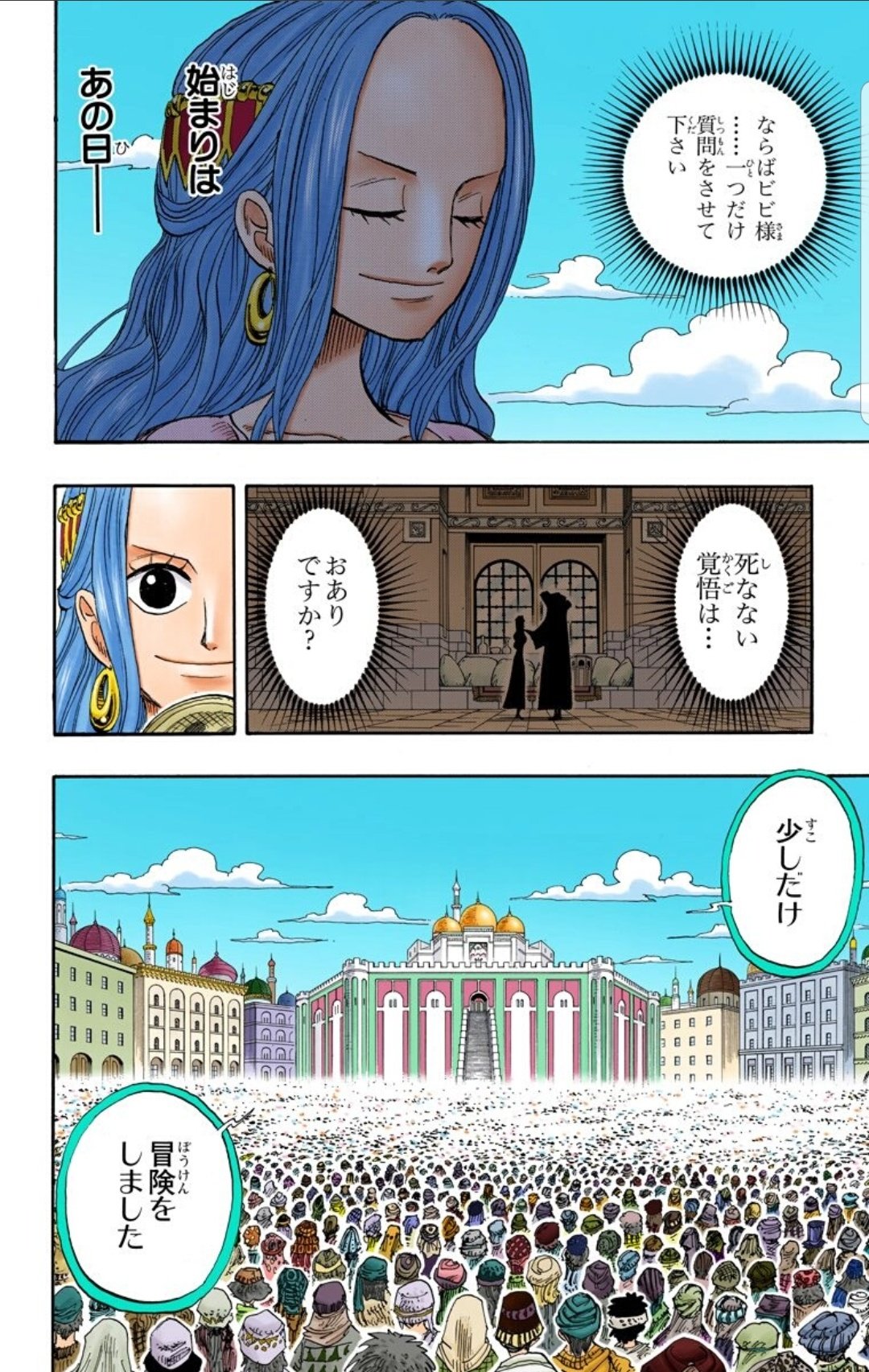 心まで海賊ハル麦 今日のone Piece いよいよこのシーンが来ました ビビの語りすごい好き リトルガーデン ドラム島の冒険が思い出されます ビビはやっぱり演説上手 父譲りでしょうね ビビ著書の冒険記とかでたら いいなぁ アラバスタ