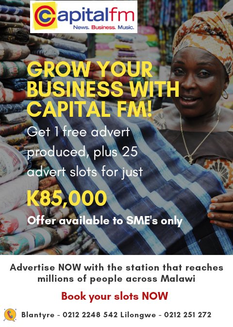 CapitalFMMw's tweet photo. Have you booked your slots yet? Our team of producers and voices will produce your ad for FREE! Contact us NOW! https://t.co/34YIqU3NDn