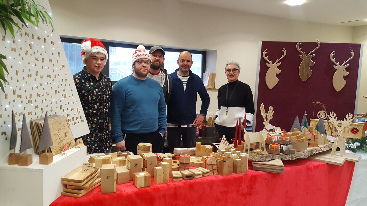 ATU_GalwayCity's tweet photo. The @GMITLetterfrack "Pop-Up Christmas Shop" is in full swing in our #Galway campus for today only (until 2pm)! Unique gifts, designed and made by our students #ShopLocal #irish #wood #design https://t.co/qMES7PQJeW