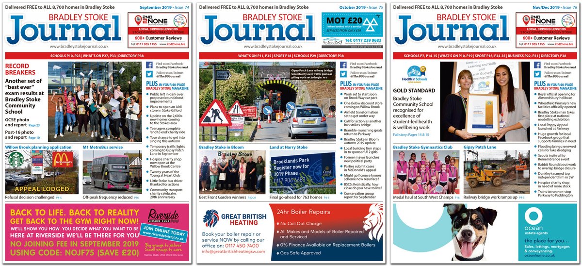 Advertise in Bradley Stoke's biggest and best community news magazine. Book now for our JANUARY issue, delivered to 8,700 homes from 27th December. Phone us on 01454 300 400 to book your space. bit.ly/bsj-magazine #hyperlocal #Bristol #BS32