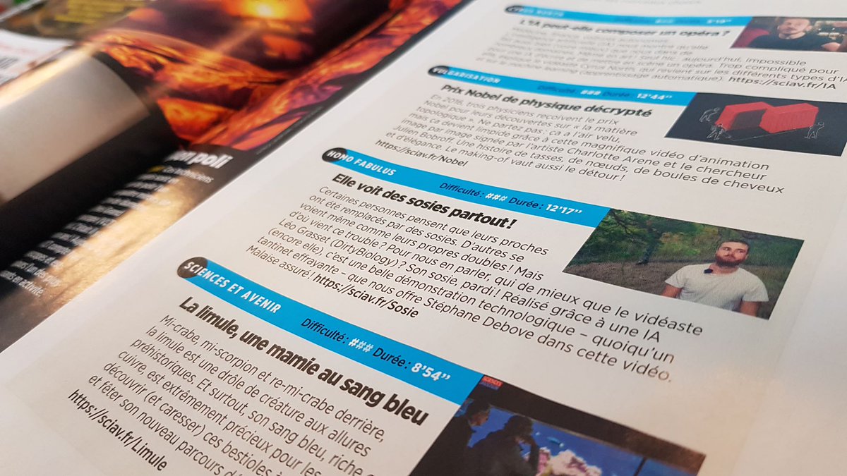 <a href="/HomoFabulus/">homofabulus</a> Stéphane qui est d'ailleurs featured dans ma rubrique YouTube du dernier numéro de <a href="/HashtagSciences/">#Sciences</a> (en kiosque) 😎
(Attention, une subtile référence à Kaamelott s'est peut-être glissée dans cette image)