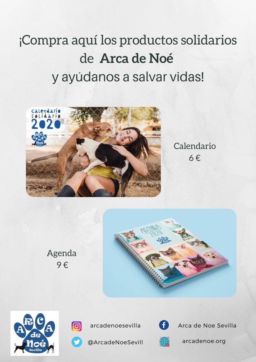 ArcadeNoeSevill's tweet photo. ¡YA DISPONIBLE LOS CALENDARIOS Y AGENDAS DE ARCA DE NOÉ 2020!

Puedes enviarnos un MD para comprarlos o, si lo prefieres o eres fuera de Sevilla, puedes enviar un correo a enviosarcadenoesevilla@gmail.com para que te lo mandemos por correo ordinario. 

¡Corre que se agotan! https://t.co/RGIFy6TTEo