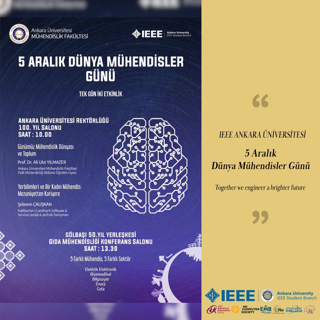 Dünya Mühendisler Günü etkinliği, Mühendislik Fakültesi öğrencilerinin gelecek kaygılarını gidermeye yönelik bilgilendirmeleri, tecrübe aktarımlarını, tavsiyeleri içerisinde bulunduran "Tek Gün 2 Etkinlik" konseptinde sizlerle...