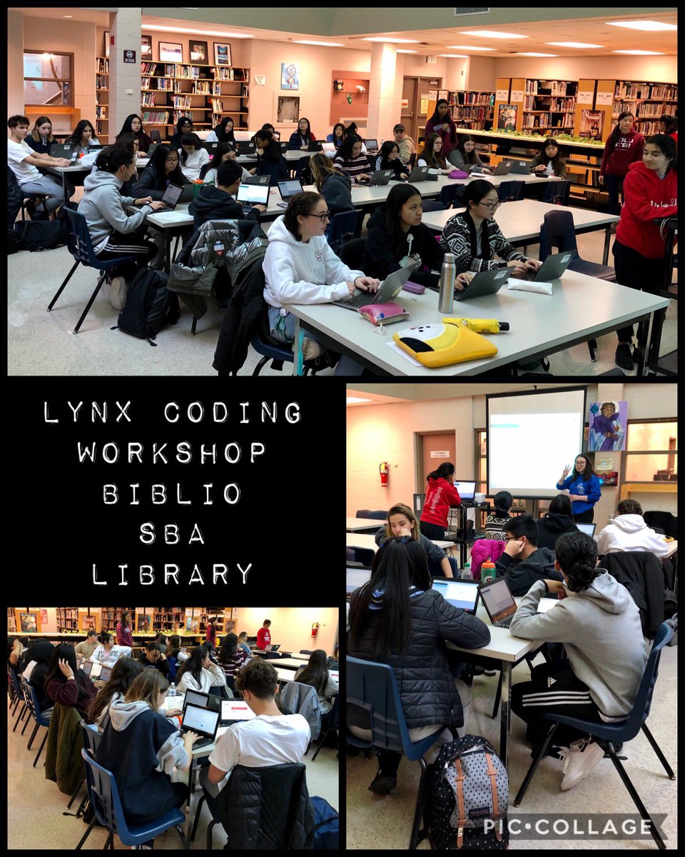 SBA_library's tweet photo. Student-led Lynx coding workshop in preparation for @thehackergals #STREAM #coding Kudos to Mr. Augustine for training the trainers and to Mr. Chow’s #artsandculture #SHSM @SBAtoday #studentleaders #sbaway https://t.co/bqPeXCfvMs