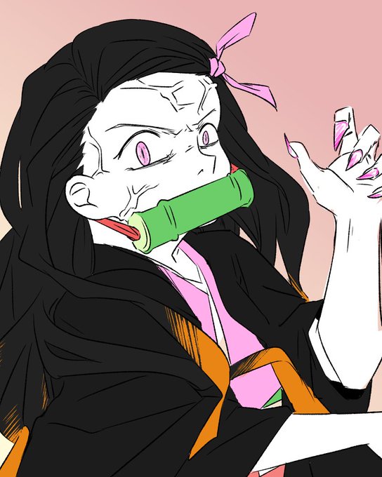 かどさんがTwitterに投稿した竈門禰豆子(鬼滅の刃)のイラスト。