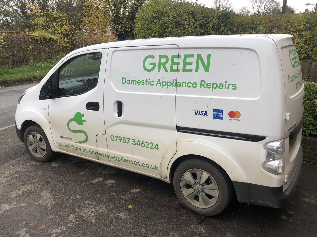 oxfordsolarpv's tweet photo. Love this! Had a visit from a ‘green’ domestic appliance engineer at home today in his zero emissions van!  Oxford/Bicester area covered. https://t.co/CnwaNXLXol