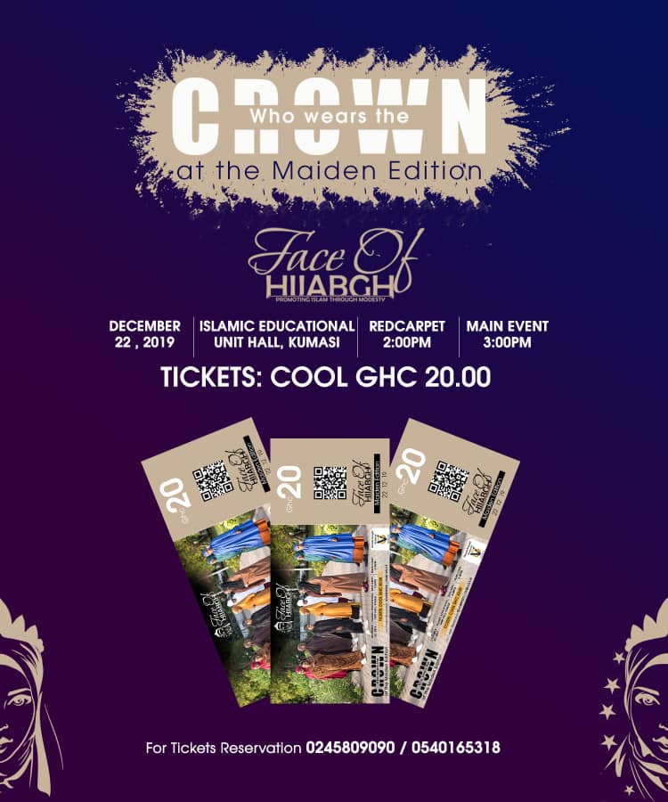 faceofhijabgh's tweet photo. The maiden event for the most anticipated modest event dubbed #faceofhijabgh which comes off on the 22nd of December 2019 kumasi, Islamic educational unit hall.
for ticket reservation call 0245809090/0540165318
#faceofhijabgh
#modestytakenover
#teamcoverup
#modestQueen
#Allahlead https://t.co/Jfa7sfTImt