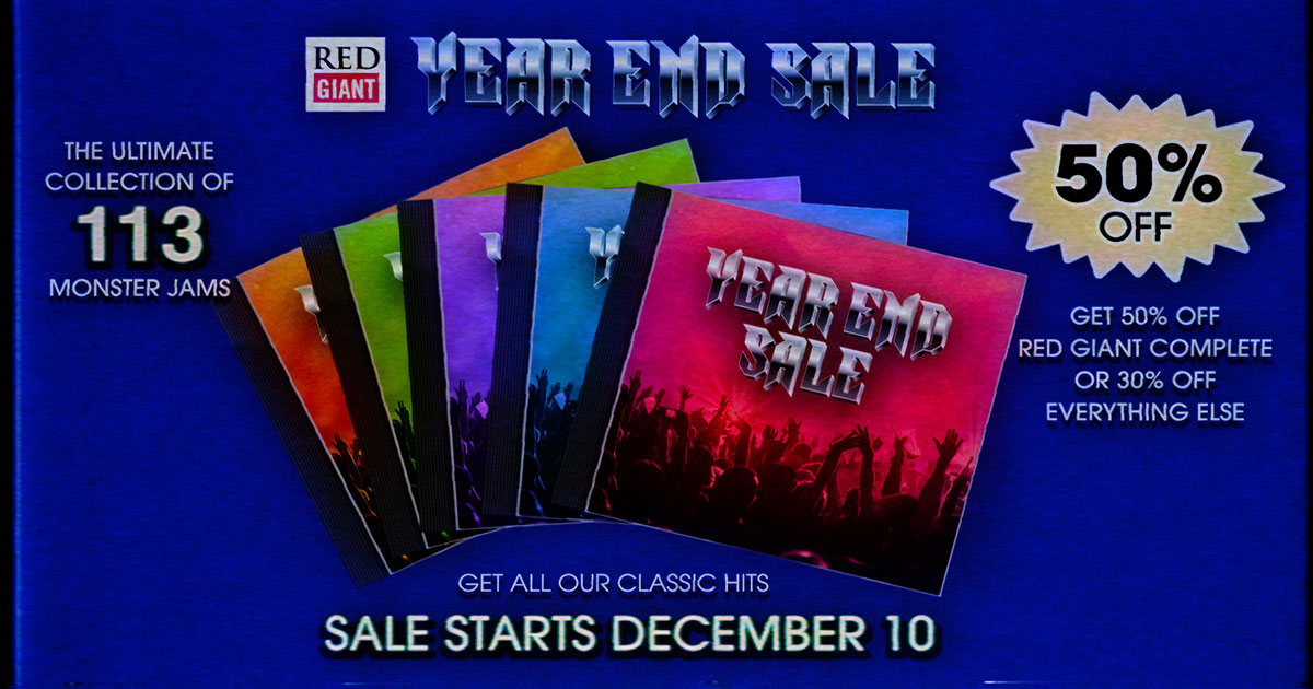 MaxonRedGiant's tweet image. YEAR END SALE 2019 | Our biggest sale of the year is coming Dec 10th!

Until then, we're giving away 1yr of RGC EVERY 12 HOURS! Follow us on Twitter at @RedGiantNews and RT tweets with the hashtag #RGYearEndSale for a chance to win.

All the info: redgiant.com/yes2019