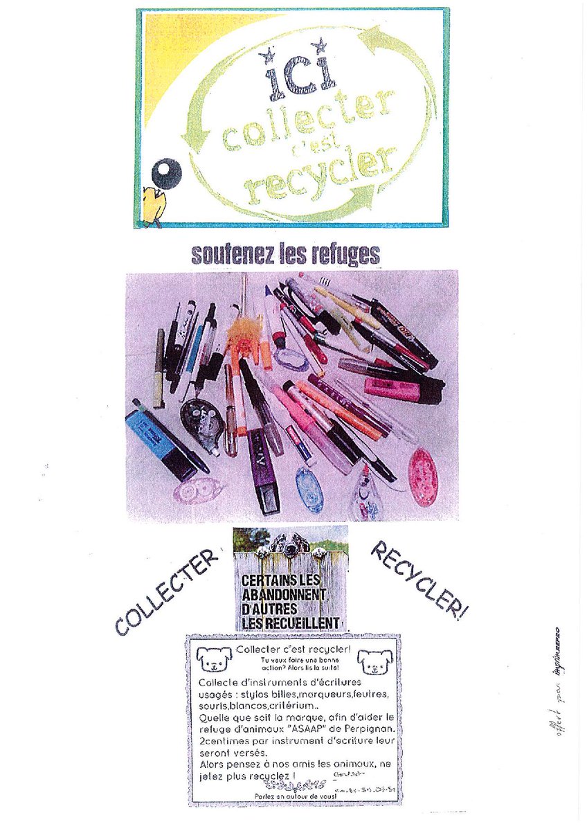 EmileMale's tweet photo. Soutenez les refuges : collecte de crayons, stylos, feutres...
les collégiens s'engagent depuis plusieurs années !
#recyclage #edd #ASAAP
@REEAuvergne @Allierdpt @acclermont @adater03 https://t.co/fKSWk93cnb