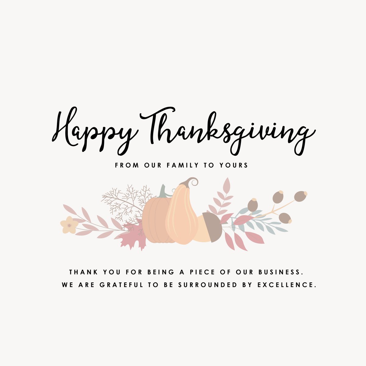piecemakersllc's tweet photo. Thank you for being a piece of our business. We are grateful to be surrounded by excellence. #HappyThanksgiving https://t.co/DLKHM5U7Zk