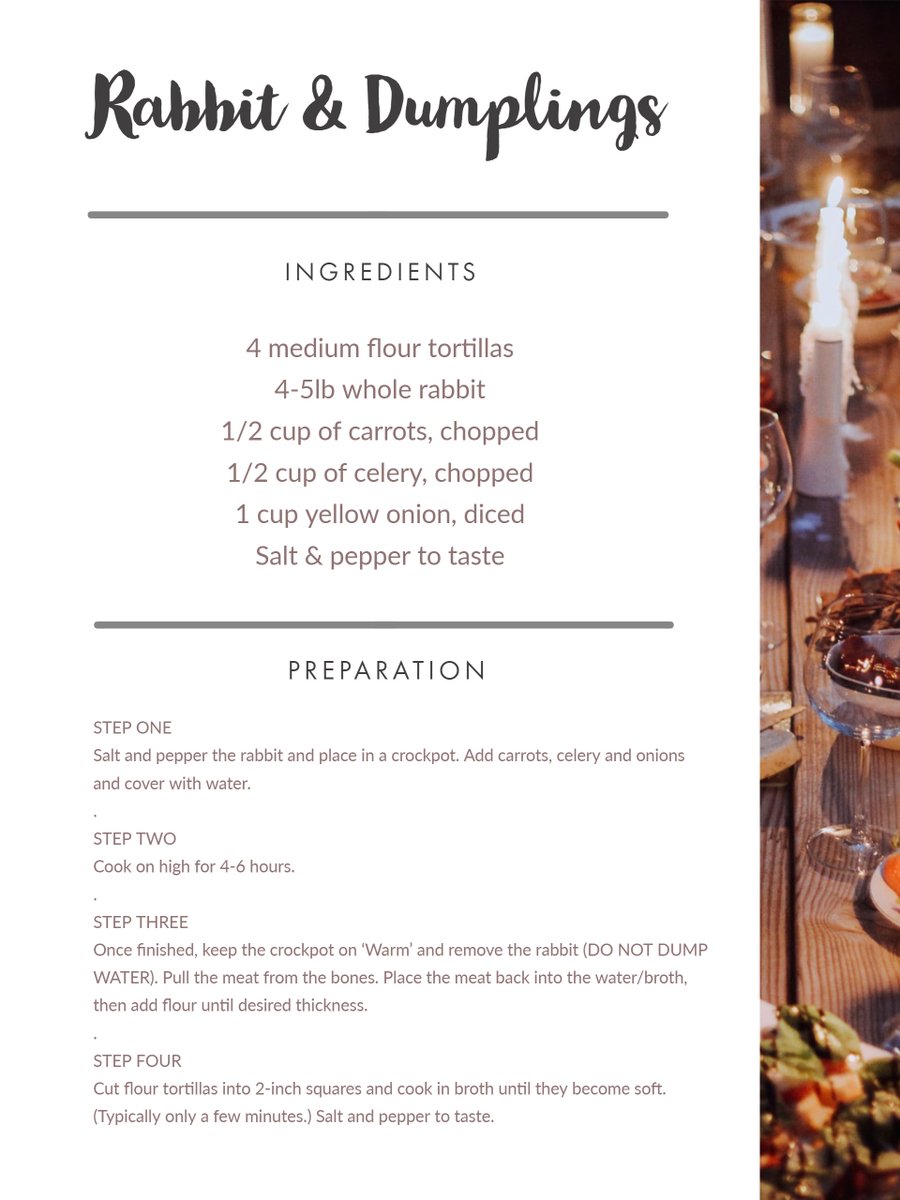 SCDNR's tweet image. Happy Thanksgiving and First Day of Rabbit Season! 🎉🐇

If you're still trying to figure out what dish to bring to the potluck, check out this recipe from SCDNR biologists. 😋 

#HuntSC #rabbitseason