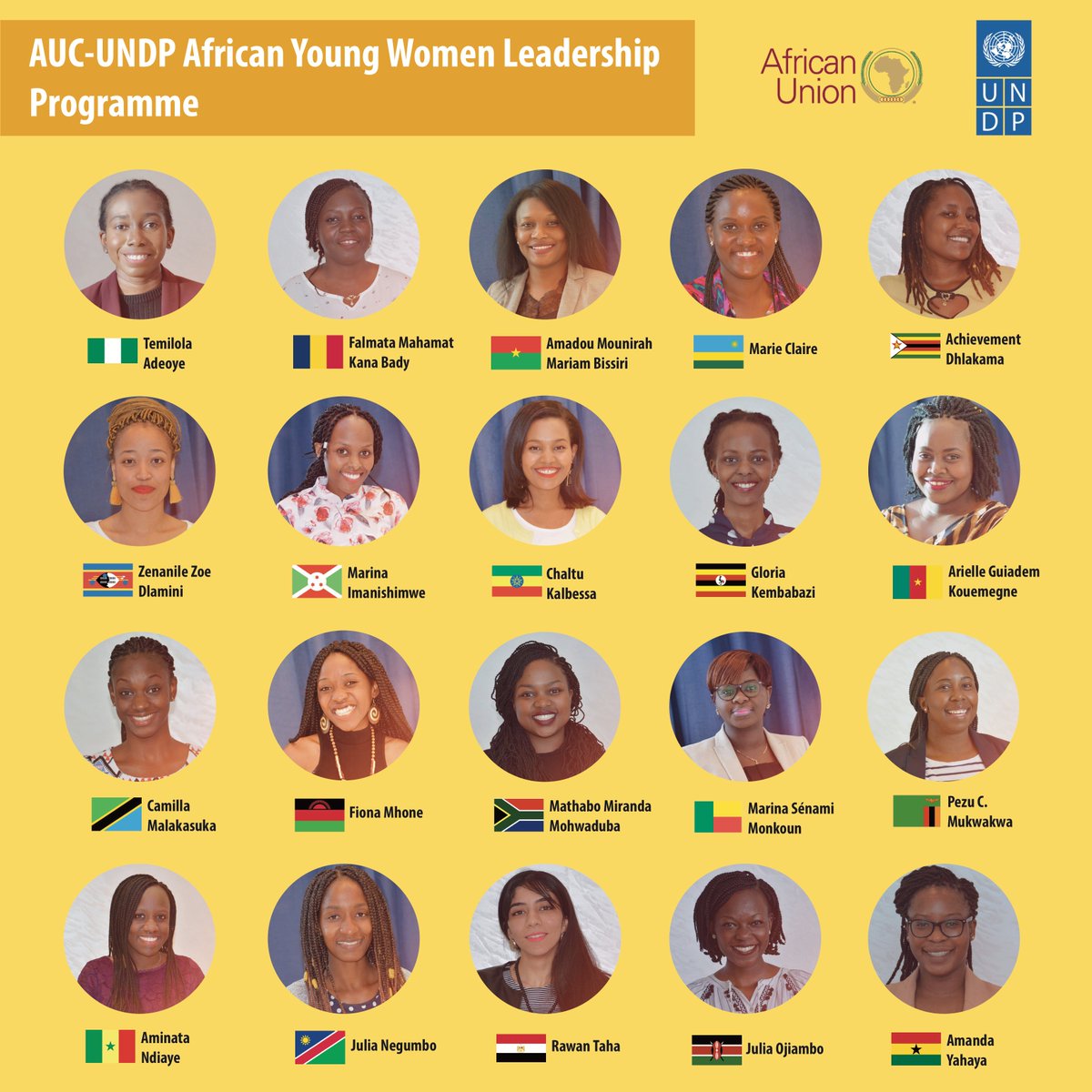 UNDPAfrica's tweet photo. Congratulations to all our 1st cohort women fellows who are determined to champion #Africa’s agenda as Young African Women Leaders.
#NextGenUNDP #AfYWLFellows #1mBy2021 https://t.co/mUCaZI8hN0