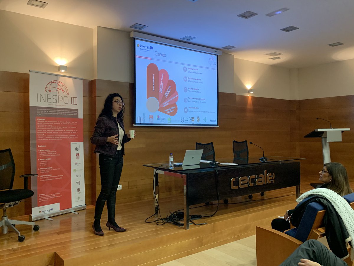 Hoy en @cecale_cyl se han expuesto tres prototipos innovadores, premiados en el Proyecto INESPO III <a href="/poctep/">Interreg España-Portugal</a> <a href="/gemcat_eu/">gemcat</a>. Asimismo, Nuria Fernández Flores nos ha ofrecido las claves para las buenas prácticas de transferencia de conocimiento y tecnología universidad-empresa.