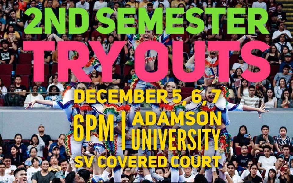 adamsonpepsquad's tweet photo. Hello!

Try out is only for interested COLLEGE TRANSFEREES and or currently enrolled ADAMSON STUDENTS. 

We are encouraging cheerleaders with background in gymnastics and cheerleading to join us!

Open for Boys and Girls! This is an urgent tryout! Limited slots only!

See you! https://t.co/WxLGEZIyAv
