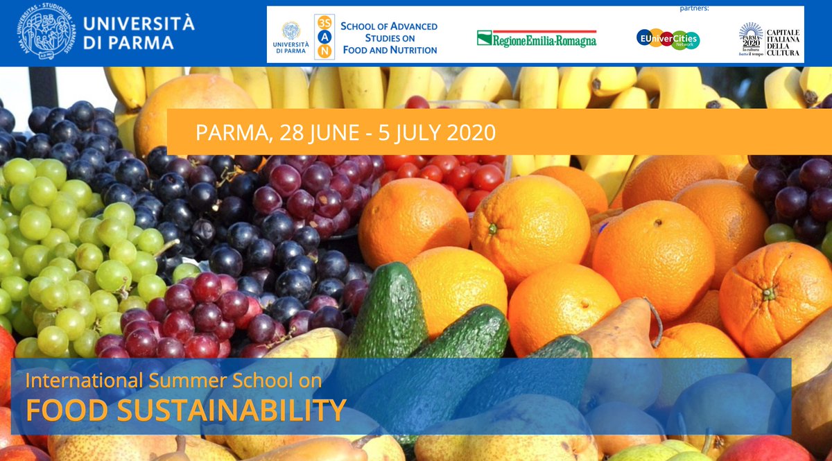 3SAN_UNIPR's tweet photo. A great International #summerschool on #food #sustainability is upcoming at @unipr (🗓️28 Jun - 5 Jul 2020), organized by @3SAN_UNIPR @RegioneER #eunivercities and @parma2020off! Available places for students and professionals! An unmissable event 👉https://t.co/s8MxPay73U https://t.co/Qbiu7h8SUQ
