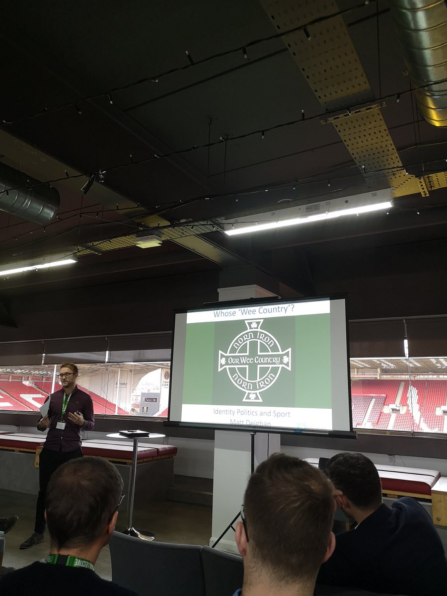 Great presentation from my colleague @deighan5 on identity politics and football in Northern Ireland at the @FB_Collective conference. #FBCSheffield2019