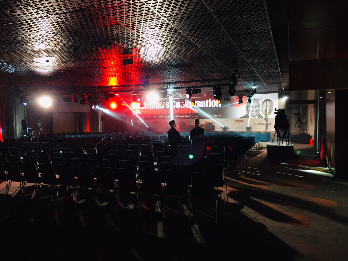 Powerfm987's tweet photo. The excitement in the building is palpable, the team is here and ready for #ChairmansConversation #RamaphosaOnPOWER.
Catch it live on POWER 98.7, @CapricornFM, @eNCA and @etv at 20:00. https://t.co/HbAIaumjAb