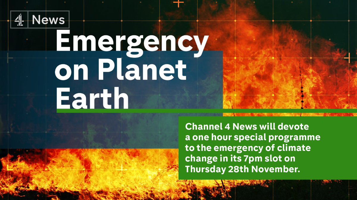 TONIGHT at 7pm: The Channel 4 News party leaders' #ClimateDebate.

We will be joined by the leaders of the Greens, Labour, Lib Dems, Plaid Cymru and SNP. 

The invite remains open to Boris Johnson and Nigel Farage. 

Watch at 7pm on 4 or live-stream here: x.com/i/events/11996…