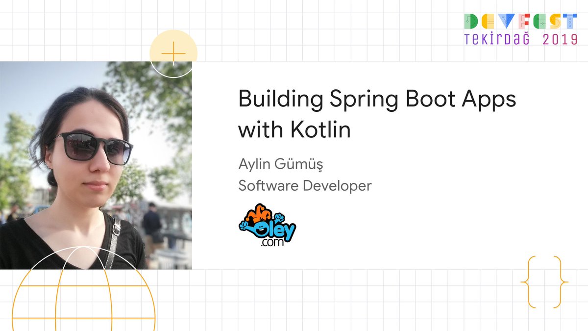 Devfest Tekirdağ'19 da sıradaki şahane kadın konuşmacımız Aylin Gümüş! 🔥Oley.com da software developer olarak çalışan Aylin Gümüş "Building Spring Boot Apps with Kotlin"sunumuyla bizlerle olacak!!🎉 Etkinliğe kayıt için:bit.ly/2QTvjP5
Herkesi bekliyoruz!