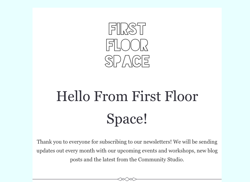 FirstFloorSpace's tweet image. Just posted our first newsletter! We'll be sending out monthly emails with all our workshop info and latest news, if you'd like to stay up to date you can subscribe on our website 🙂 (will have fewer typos next time!)
shoutout.wix.com/so/b6MrSg2_7