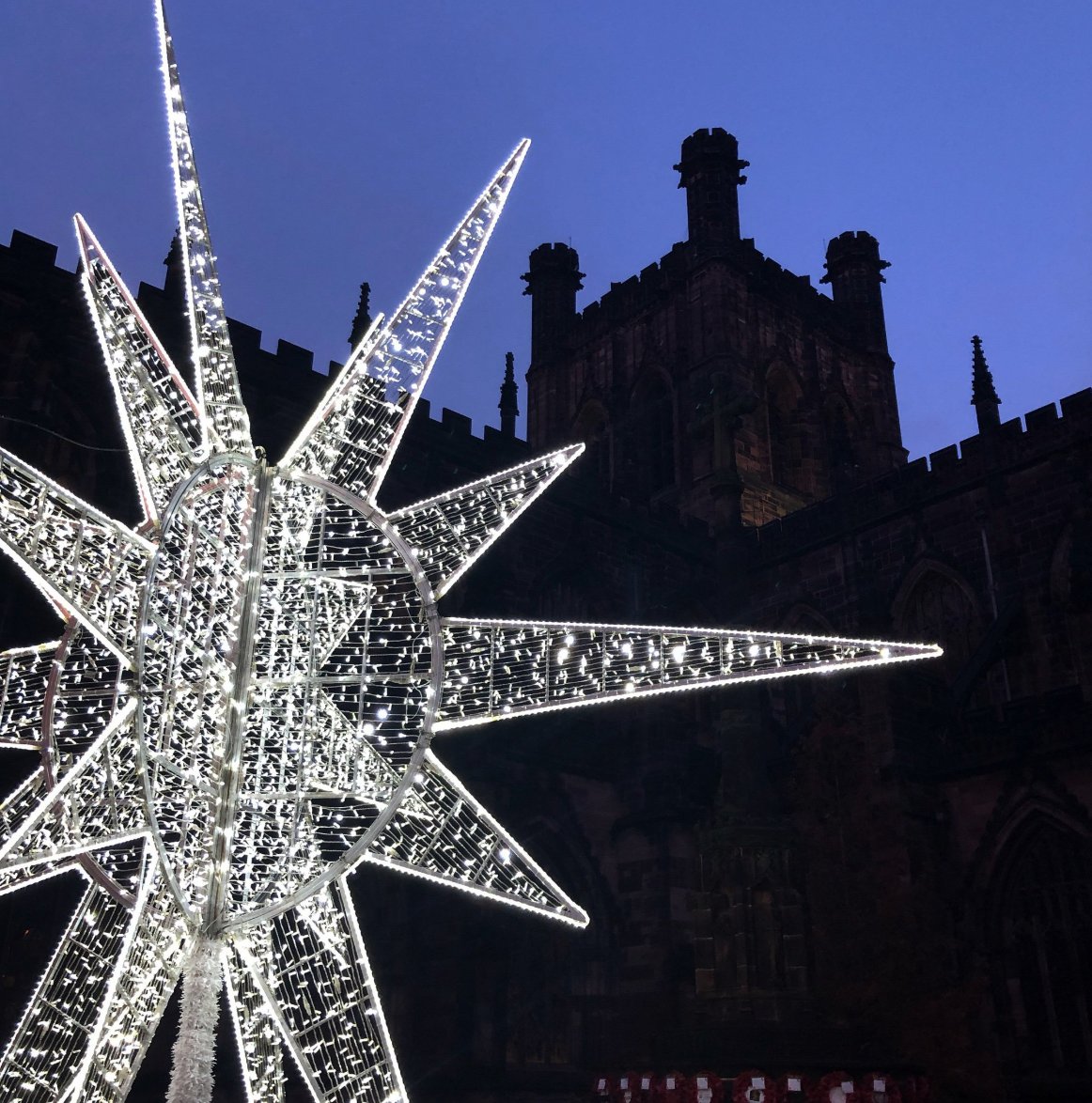 CcswHe's tweet photo. One more week until our Higher Education Graduation Ceremony!🎓🎉 How beautiful is this photo of the #CheSTAR in front of the Cathedral? It's making us even more excited for the day! 
📸 @ChesterCath https://t.co/cc5wUEvZCo