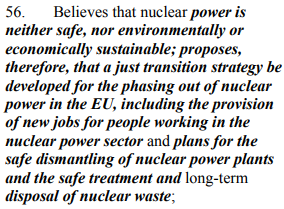 Success! Nuclear friendly motion 38 passes, changing language from first picture to second below! Definitely a win for the planet going into  #COP25 with a more flexible path to decarbonization.  https://twitter.com/e_Sundell/status/1200012183540764673?s=19Thank you  @Europarl_EN!