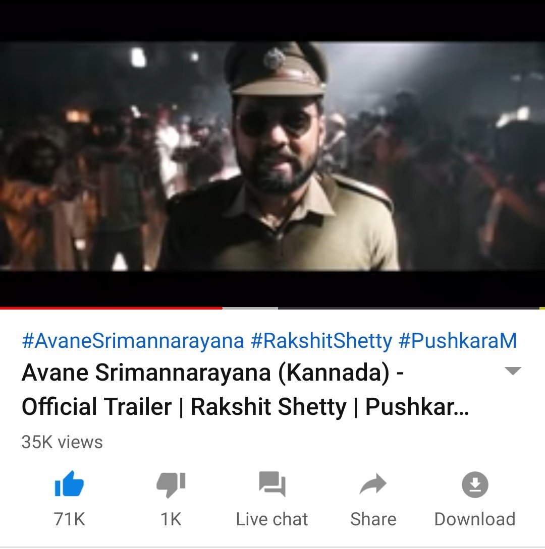 rahulshetty33's tweet photo. @rakshitshetty @Pushkara_M @shanvisrivastav @PushkarFilms @SachinBRavi @Prakash_HK YouTube got confused with his entry🙄 71K likes from 35K views😂
Who is he🤔
#AvaneSrimanNarayana 🤩 https://t.co/mAuqNKLYDp