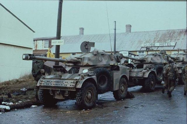 11/ Although Argentina withdrew their LVTP-7 ATV's, 90mm equipped French Panhard AML's were deployed along with indigenous towed Model 1968 105mm Recoilless Rifles.