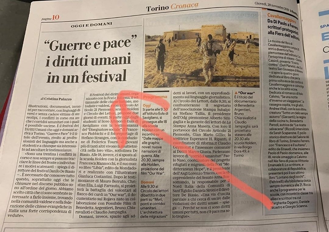 FDUmilano's tweet photo. #GuerrePace
#FDUTorino sulle pagine di @repubblica
👏🏽👏🏽👏🏽 https://t.co/gsdEylUhLm